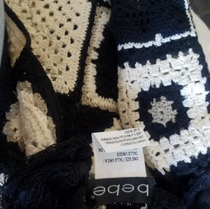 Black and beige bebe scarf one size